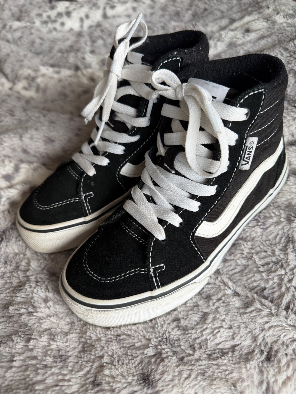 Vans Kids Black & White High-Top Skate Sneakers